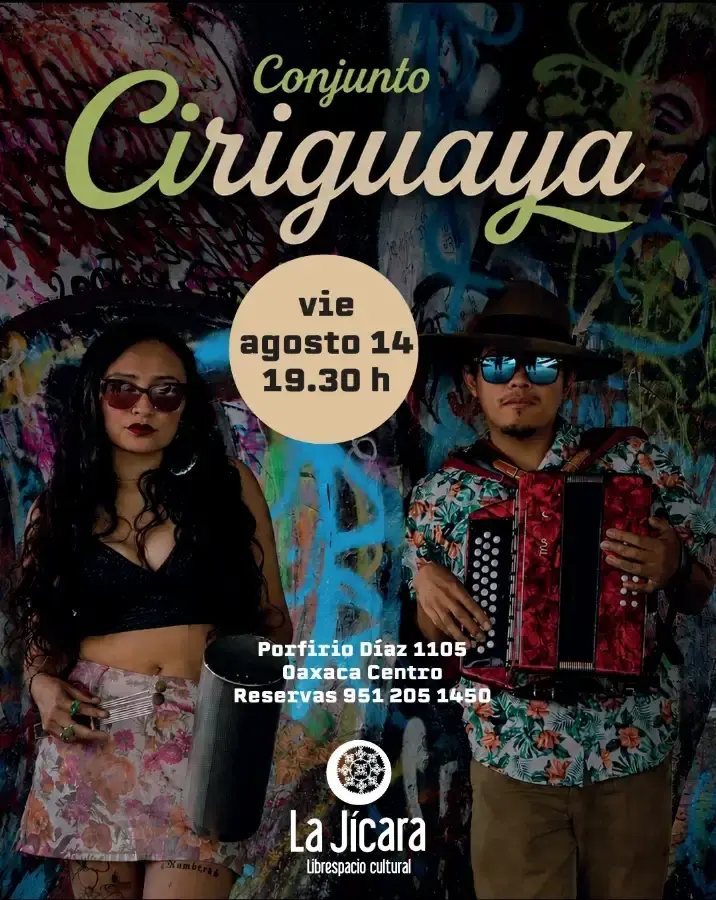 Flyer del evento: Conjunto Ciriguaya. Cumbia en La Jicara