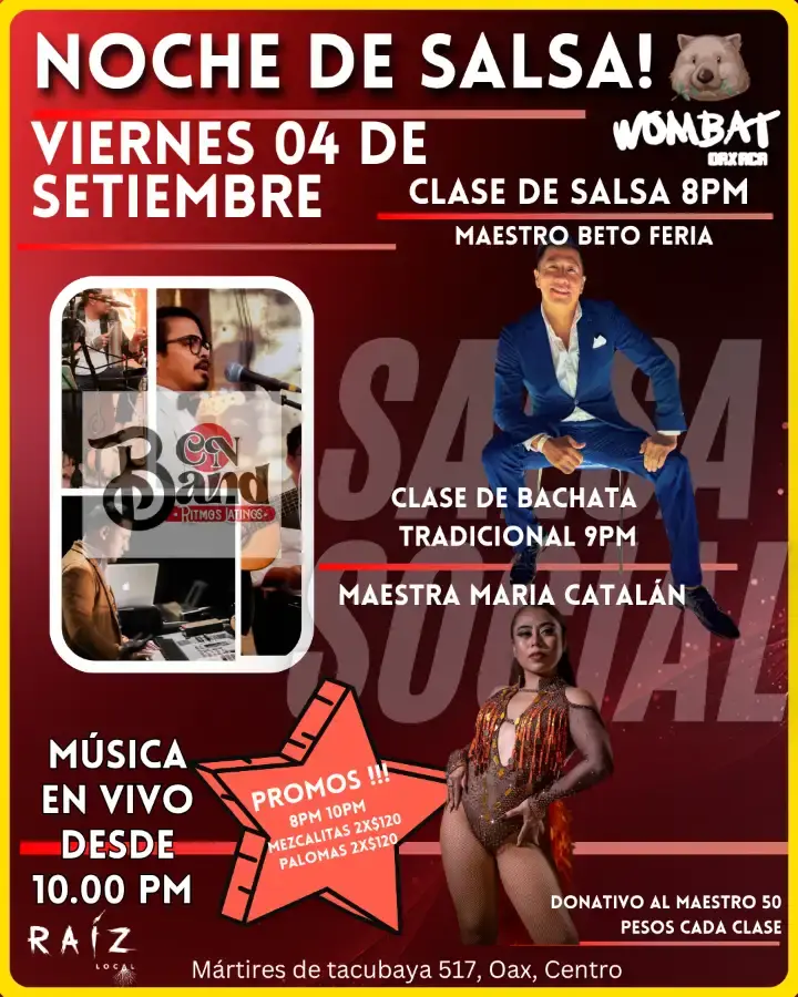 Flyer del evento: Música en vivo! salsa, Bachata, cumbia