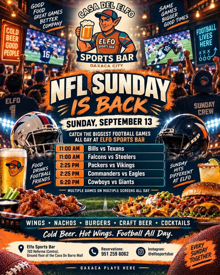 Flyer del evento: NFL Sunday Is Back