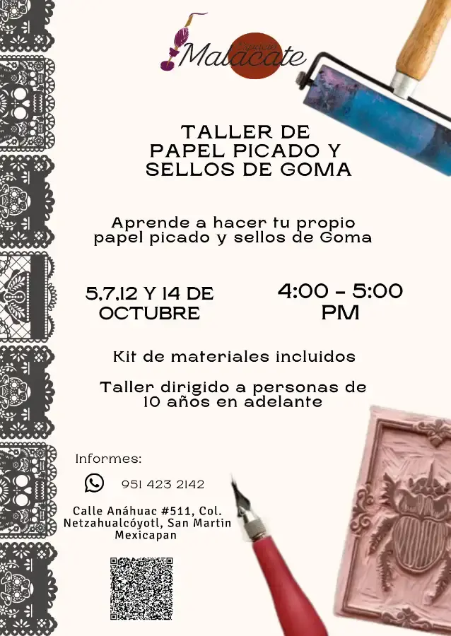 Flyer del evento: TALLER DE PAPEL PICADO Y SELLOS DE GOMA