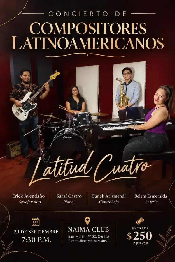 Flyer del evento: Concierto de Compositores Latinoamericanos