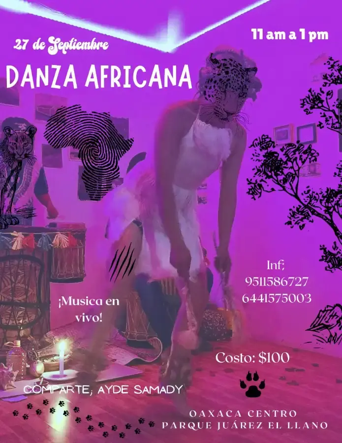Flyer del evento: Clase de Danza Africana con música en vivo