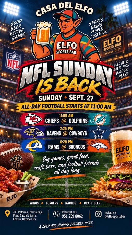 Flyer del evento: NFL Sunday Is Back