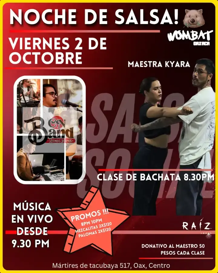 Flyer del evento: Música en vivo! y clases de Bachata