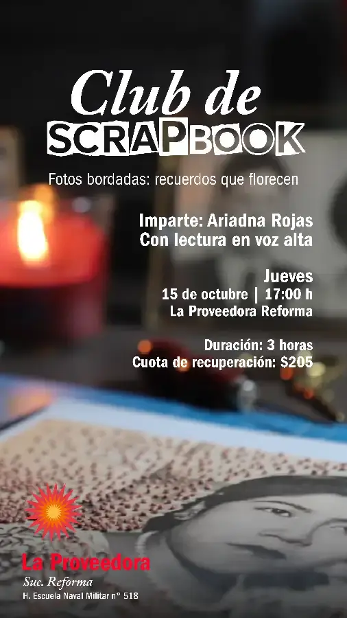Flyer del evento: SCRAPBOOK Club: Embroidered photos: memories that bloom