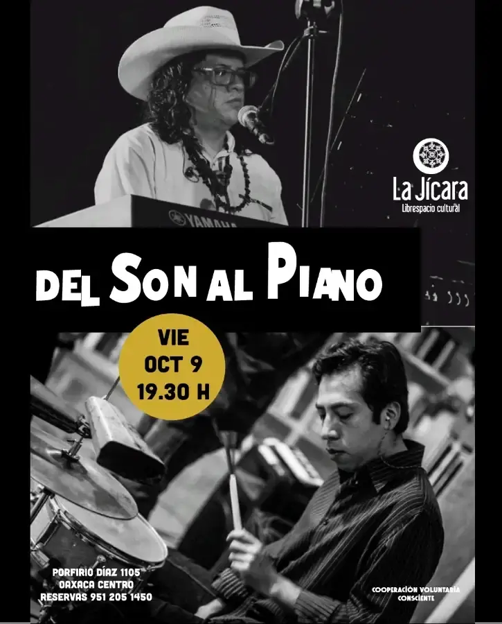 Flyer del evento: Del Son al Piano, jazz latino en La Jícara 