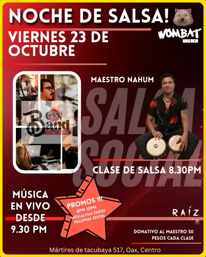 Flyer del evento: Música en vivo! Noche de Salsa!
