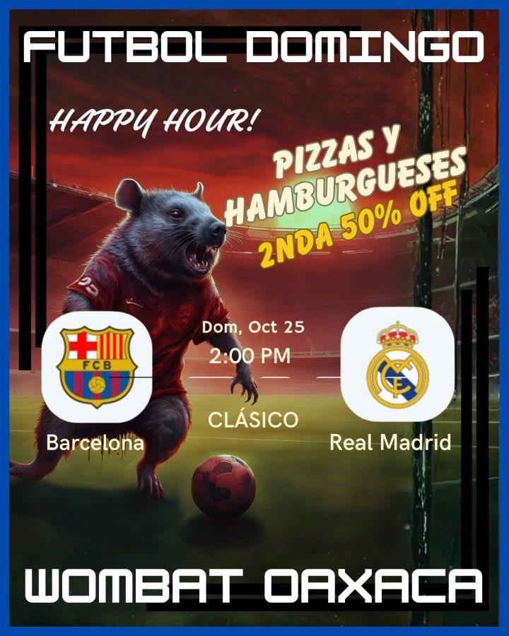 Flyer del evento: Fútbol Domingo: Clásico Barcelona vs Real Madrid