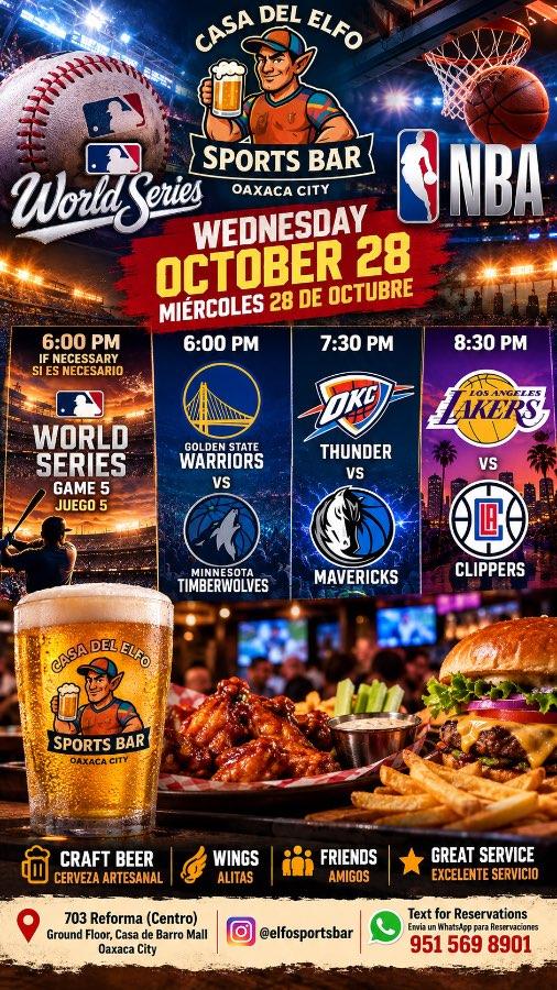 Flyer del evento: Noche de Deportes: World Series y NBA