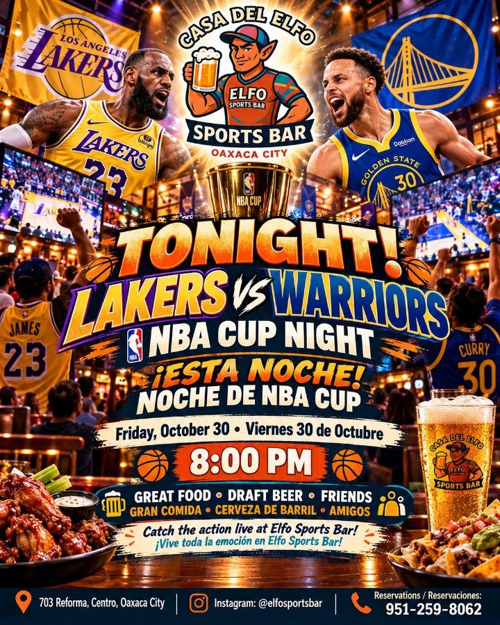 Flyer del evento: Lakers vs Warriors NBA Cup Night