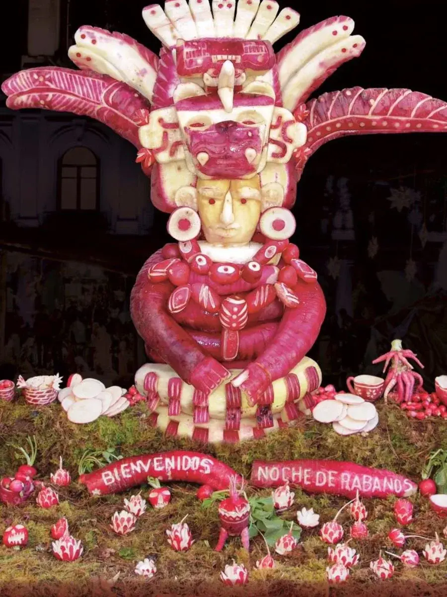 Detailed radish figure at the Night of Radishes, Oaxaca. Photo: Qué Onda Oaxaca Detailed radish figure at the Night of Radishes, Oaxaca. Photo: Qué Onda Oaxaca