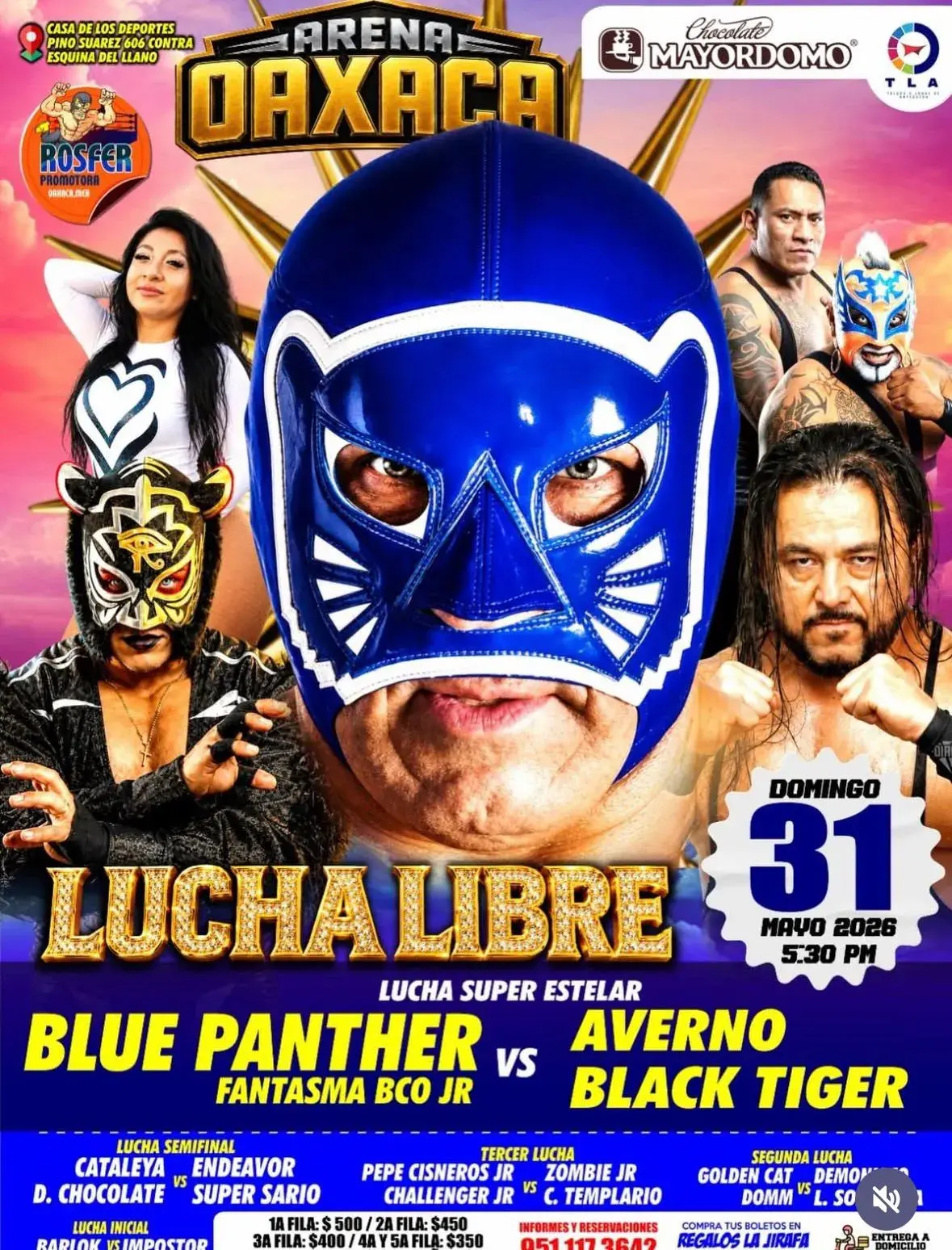 Flyer del evento: Lucha Libre: Blue Panther vs Averno
