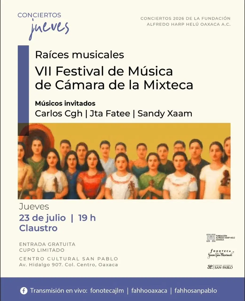 Flyer del evento: Conciertos Jueves: Raíces musicales - VII Festival de Música de Cámara de la Mixteca