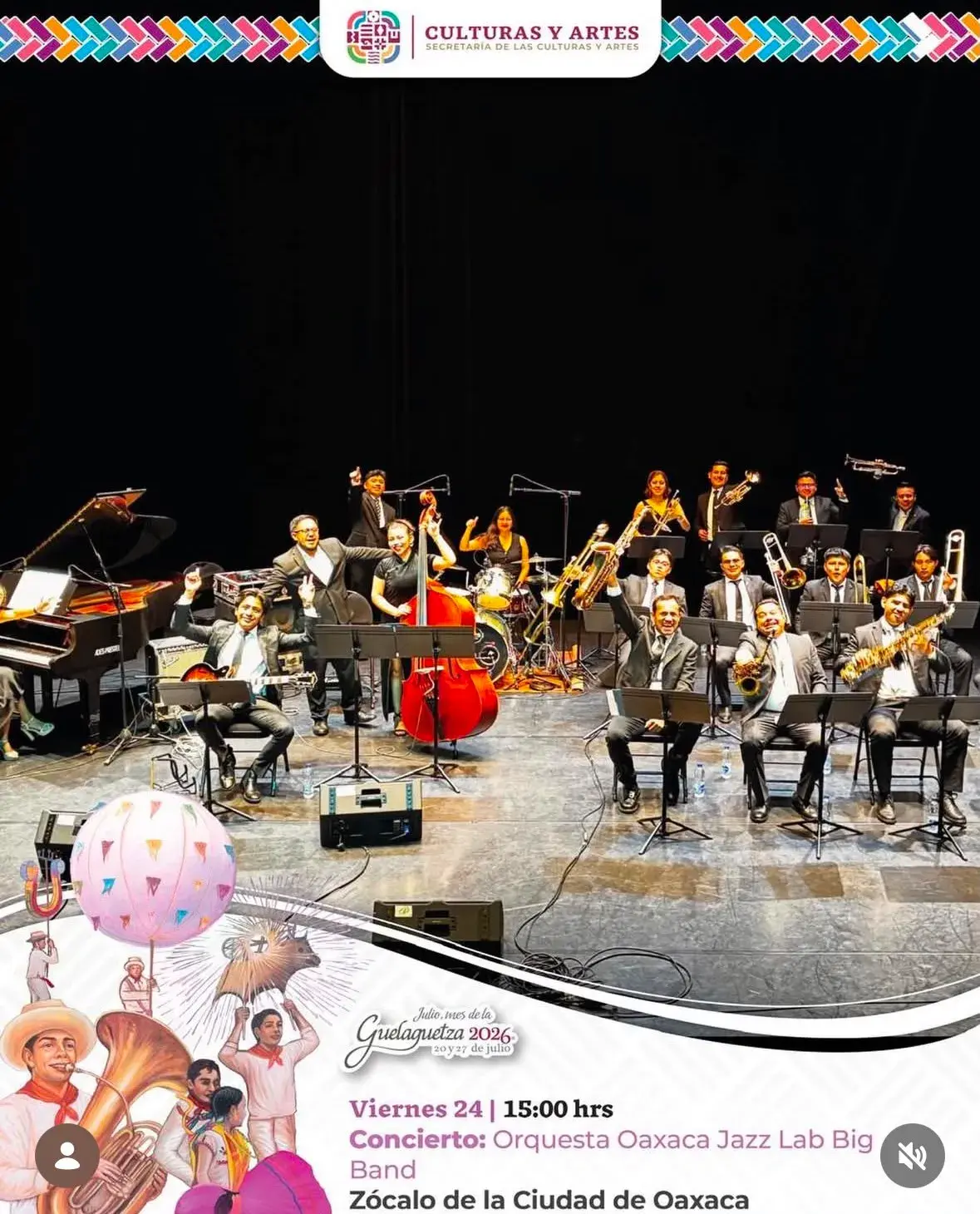 Flyer del evento: Concierto: Orquesta Oaxaca Jazz Lab Big Band