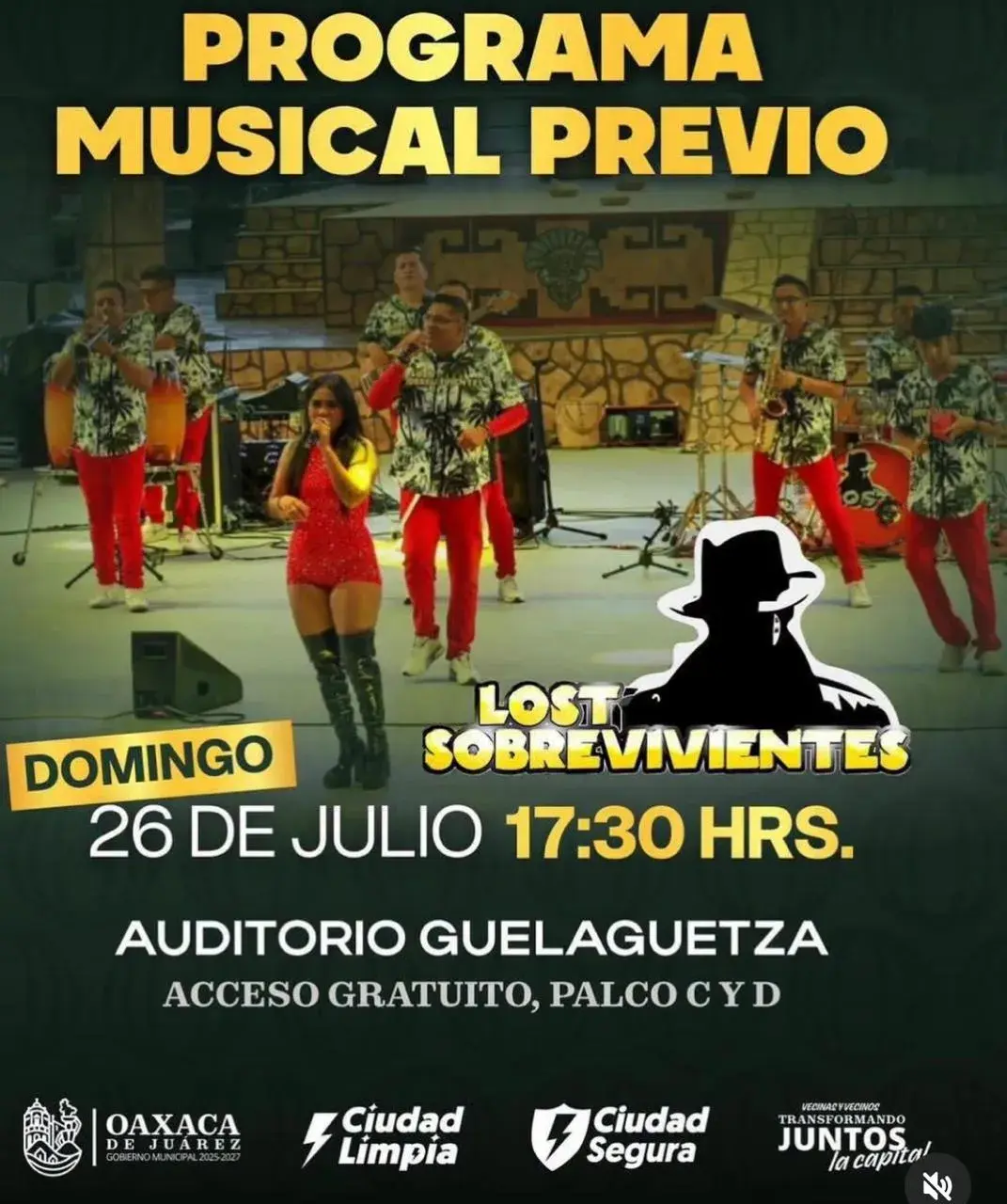 Flyer del evento: Programa Musical Previo con Los Sobrevivientes