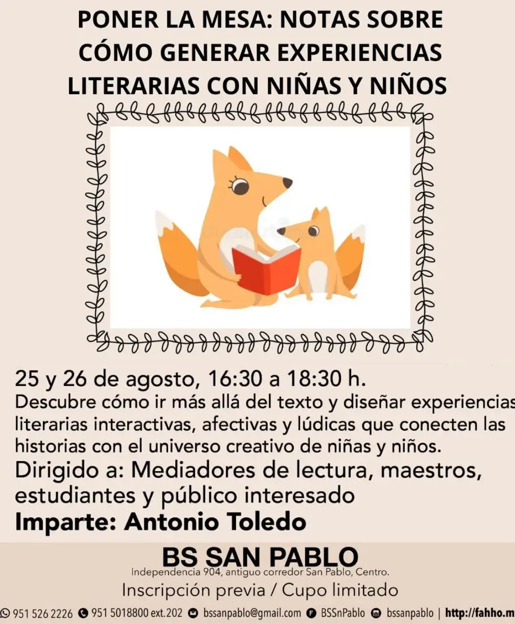 Flyer del evento: PONER LA MESA: NOTAS SOBRE CÓMO GENERAR EXPERIENCIAS LITERARIAS CON NIÑAS Y NIÑOS
