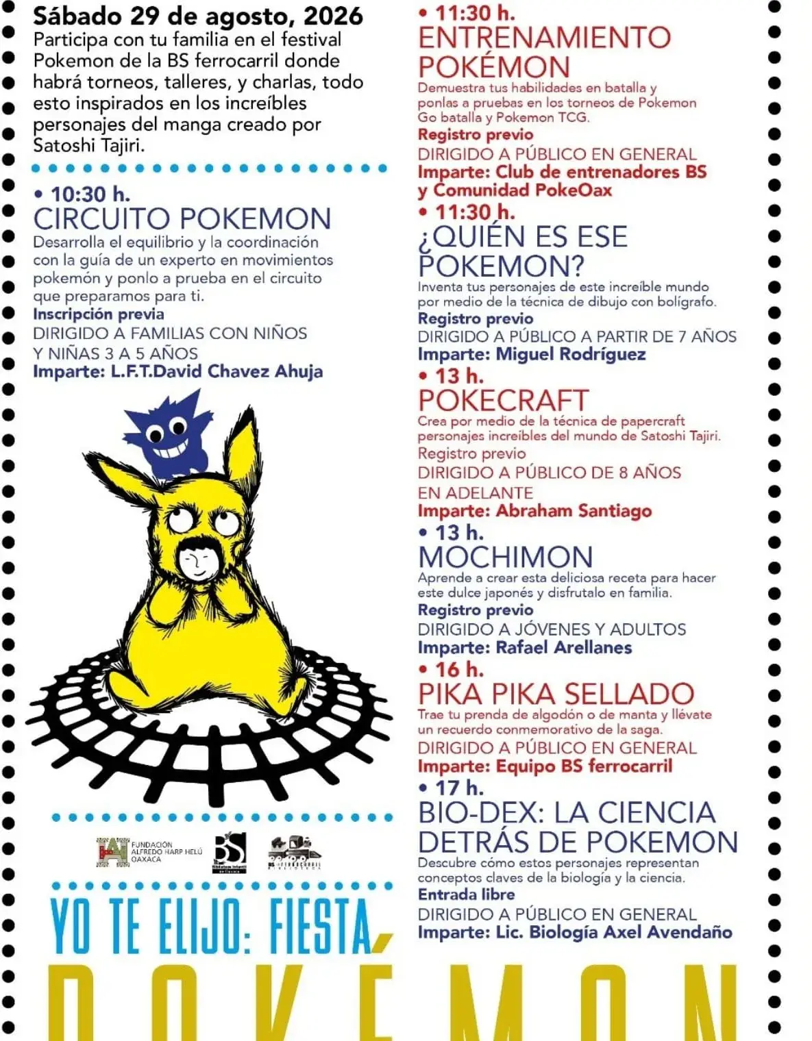 Flyer del evento: YO TE ELIJO: FIESTA POKÉMON