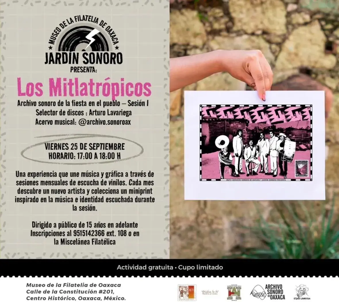 Flyer del evento: Jardín Sonoro presenta: Los Mitlatrópicos