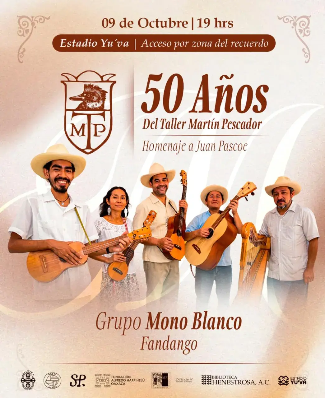 Flyer del evento: 50 Años Del Taller Martín Pescador Homenaje a Juan Pascoe