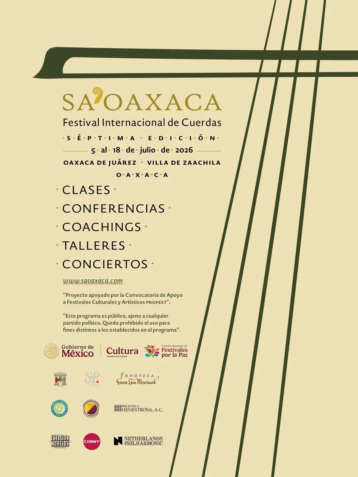 Flyer del evento: SA'Oaxaca Festival Internacional de Cuerdas