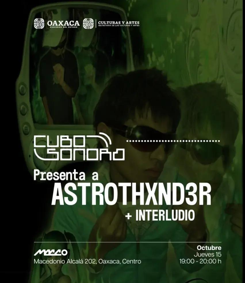 Flyer del evento: Cubo Sonoro Presents: ASTROTHXND3R + Interludio Live Music