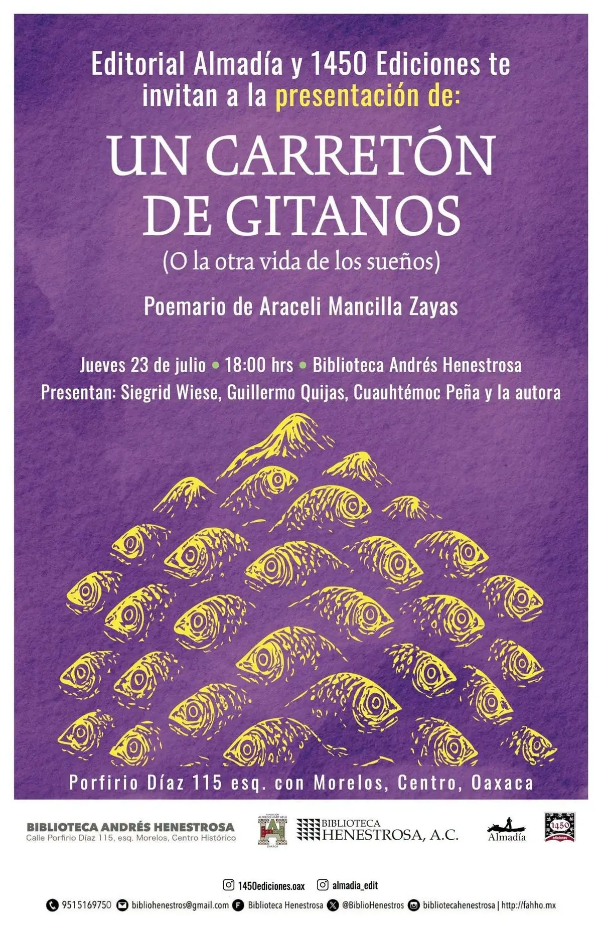 Flyer del evento: “Un Carretón de Gitanos” de Araceli Mancilla Zayas
