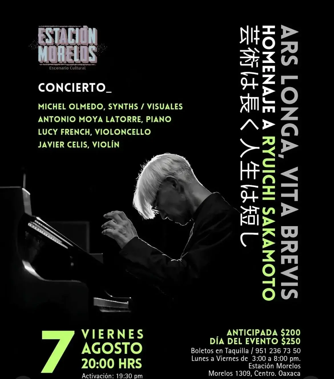 Flyer del evento: Concierto: Homenaje a Ryuichi Sakamoto