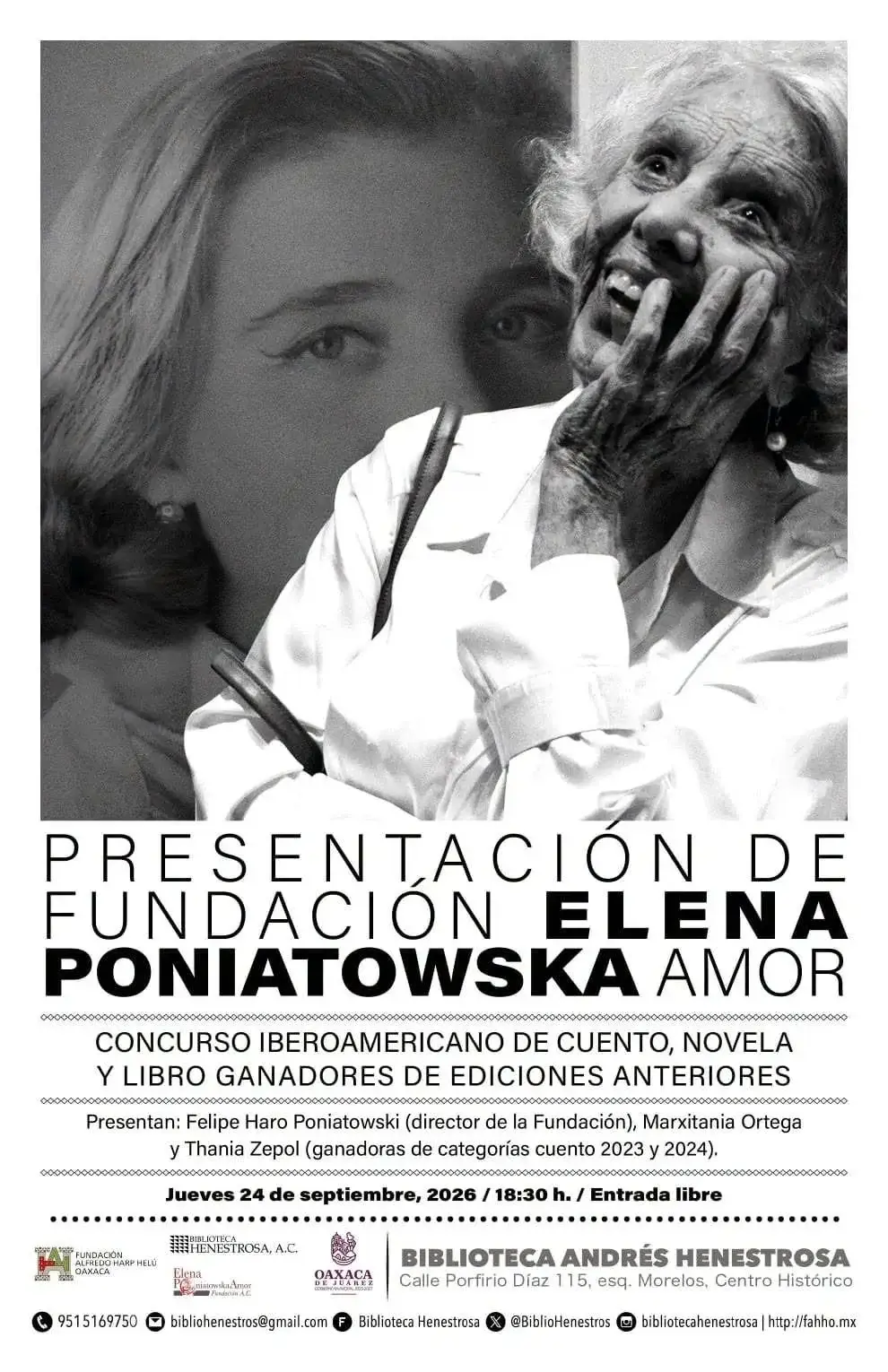 Flyer del evento: Presentation of the Elena Poniatowska Amor Foundation