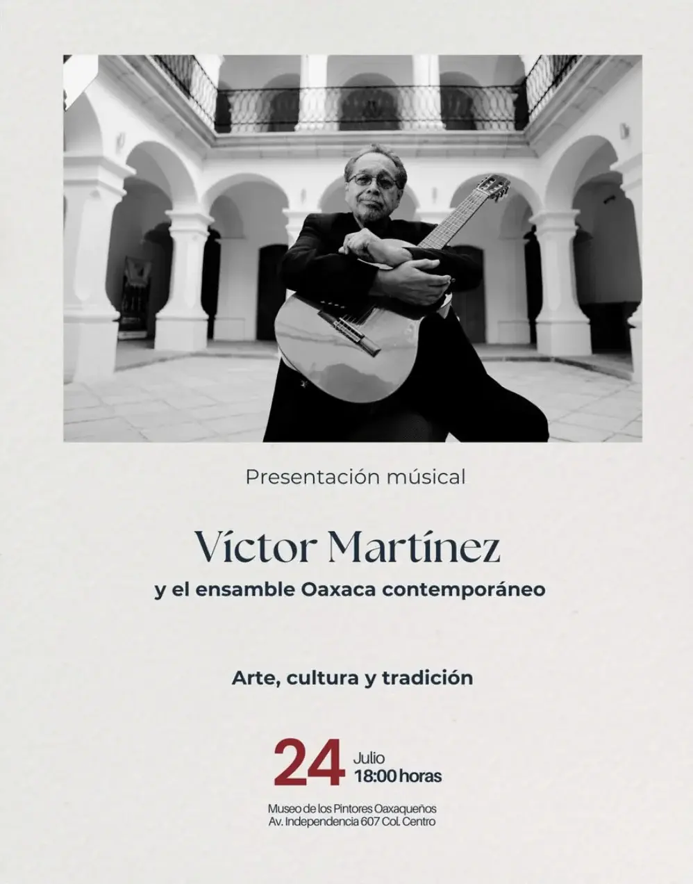 Flyer del evento: Víctor Martínez y el ensamble Oaxaca contemporáneo