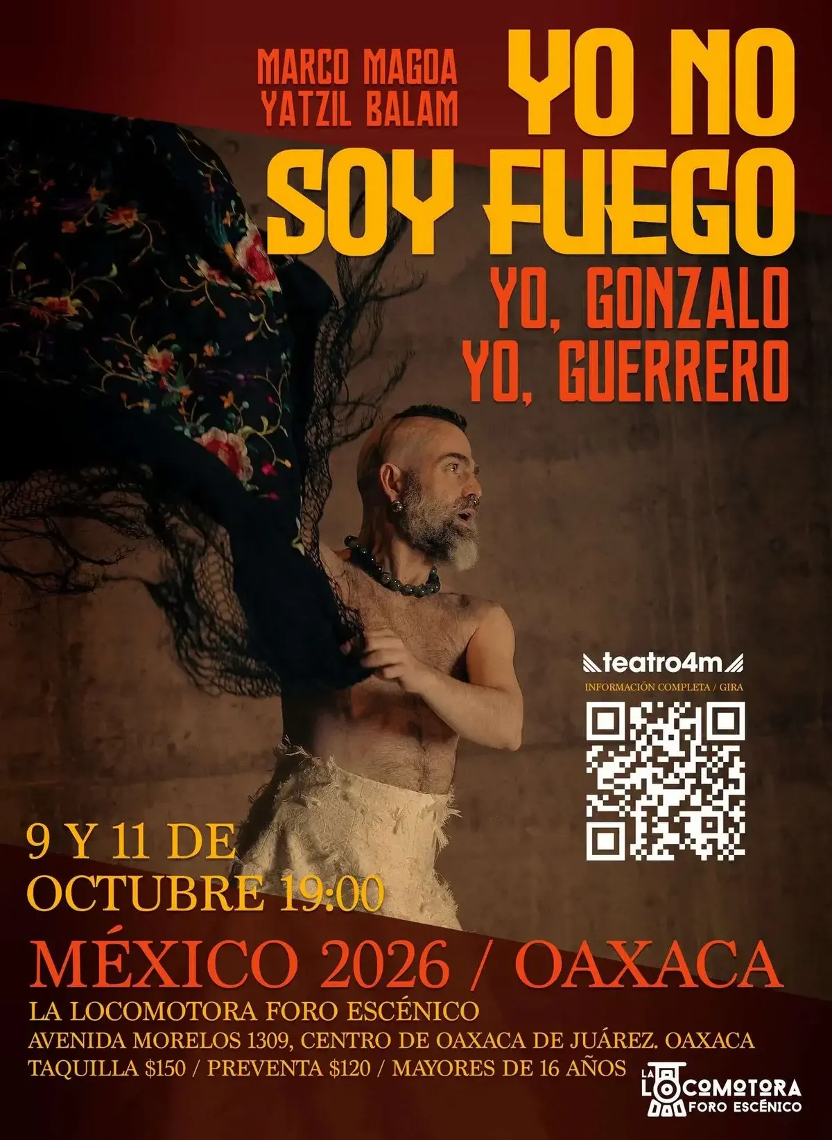 Flyer del evento: “Yo no soy fuego. Yo, Gonzalo. Yo, Guerrero”