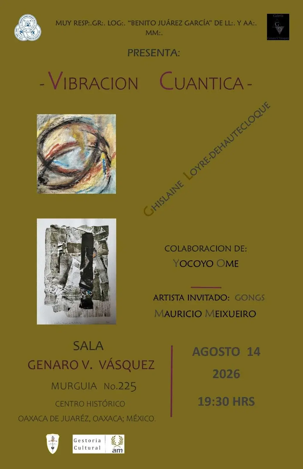 Flyer del evento: “Vibración Cuántica” de Ghislaine Loyre-Dehautecloque