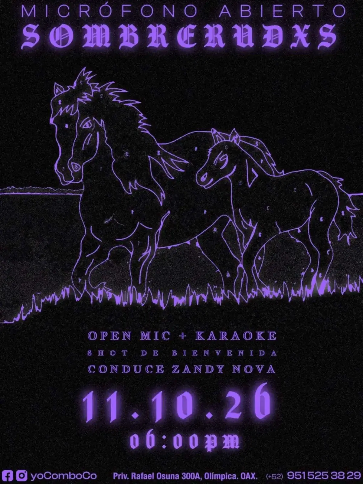 Flyer del evento: Sombrecrudxs Open Mic + Karaoke