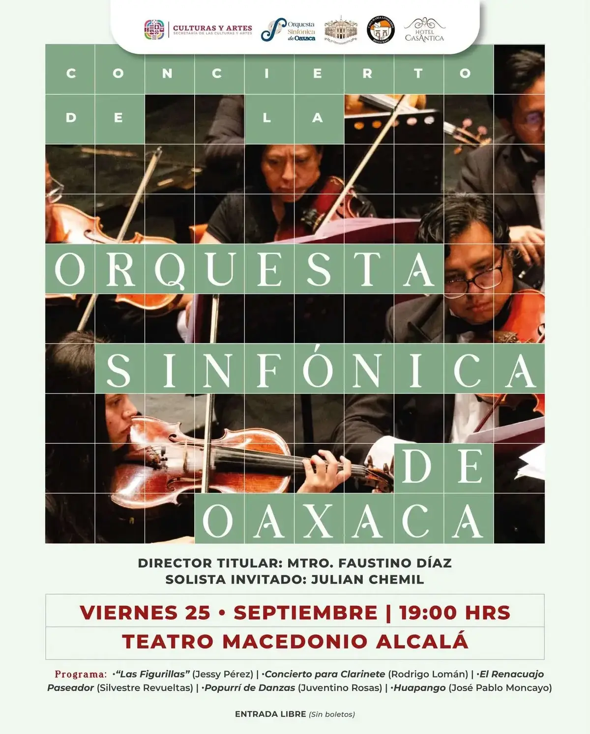 Flyer del evento: Oaxaca Symphony Orchestra in concert