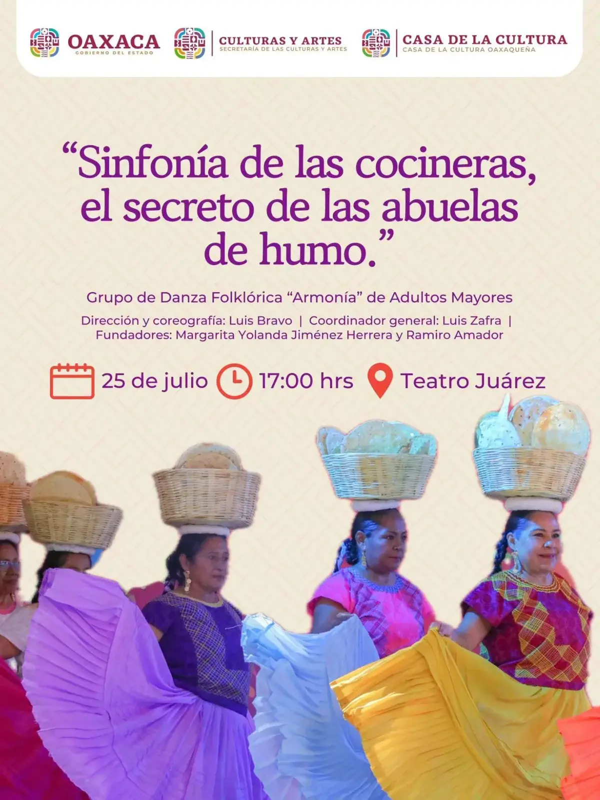 Flyer del evento: “Sinfonía de las cocineras, el secreto de las abuelas de humo”