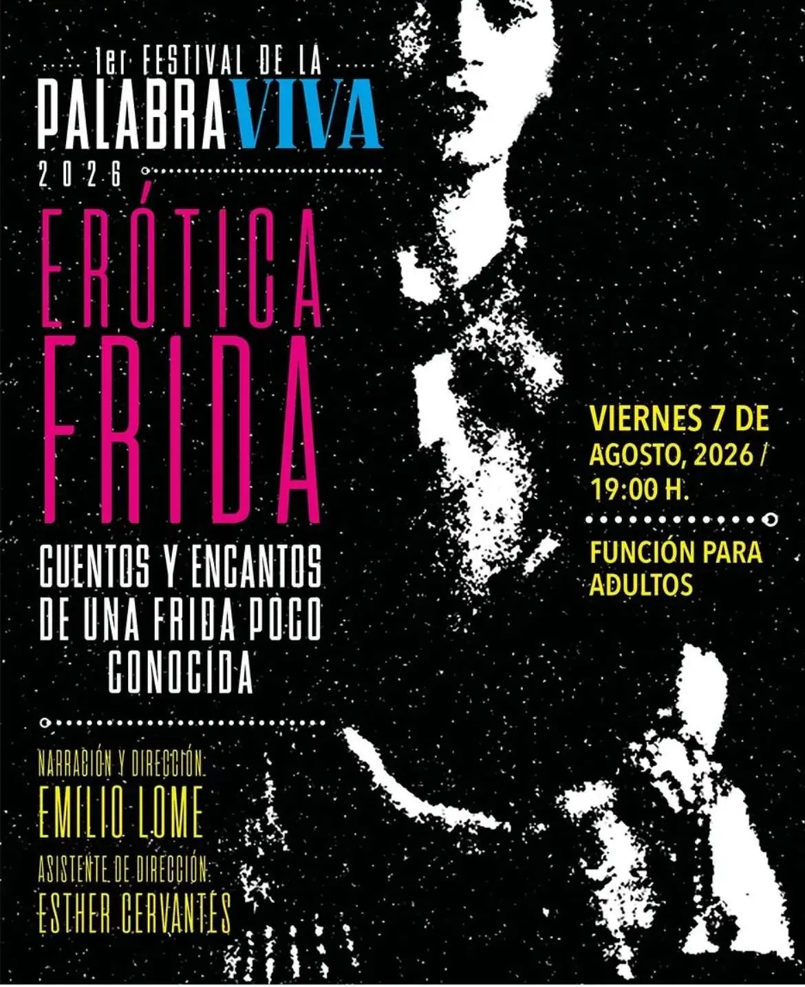 Flyer del evento: “Erótica Frida: Cuentos y encantos de una Frida poco conocida”