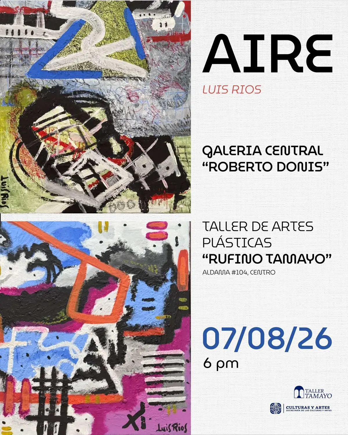 Flyer del evento: “Aire” de Luis Rios