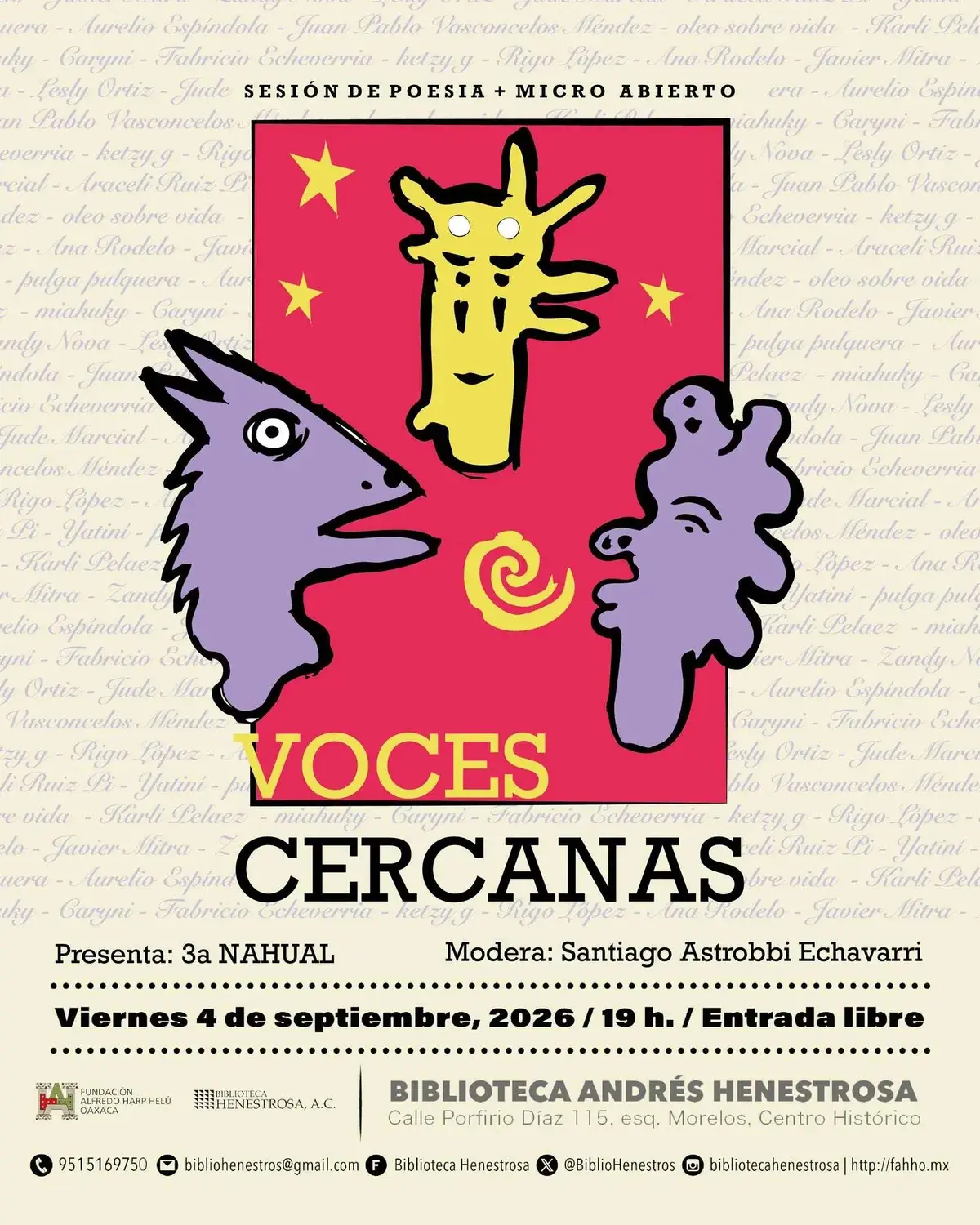 Flyer del evento: “Voces Cercanas”