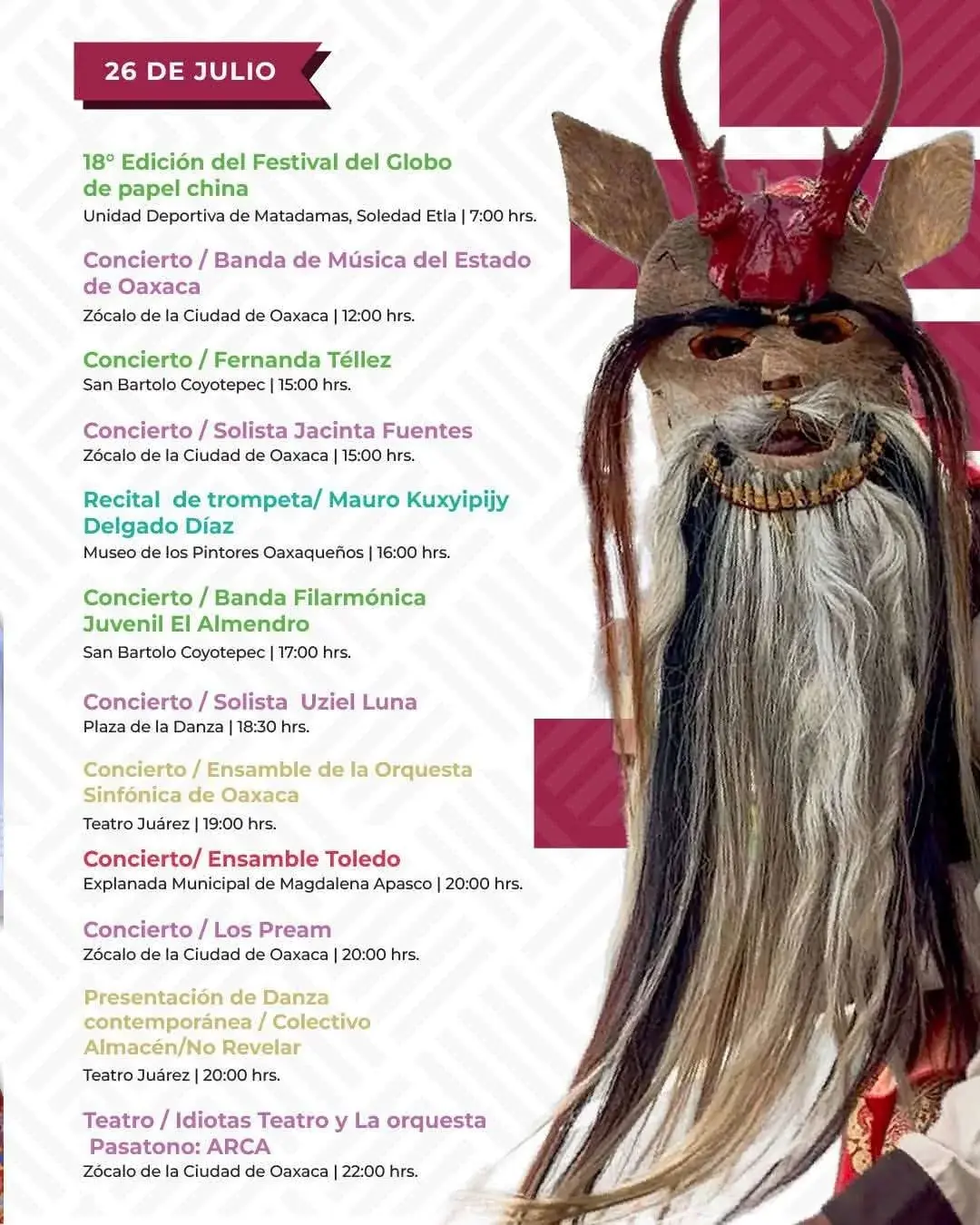 Flyer del evento: Guelaguetza 2026 Eventos Culturales