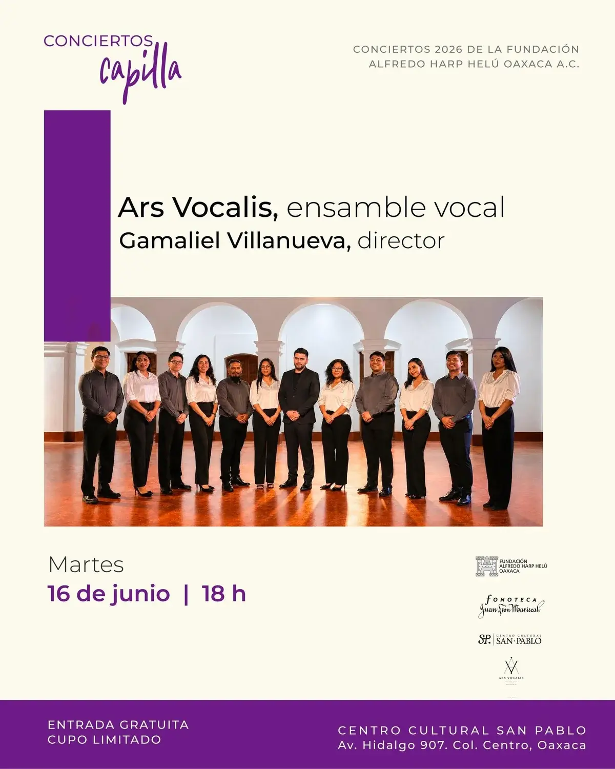 Flyer del evento: Ars Vocalis, ensamble vocal