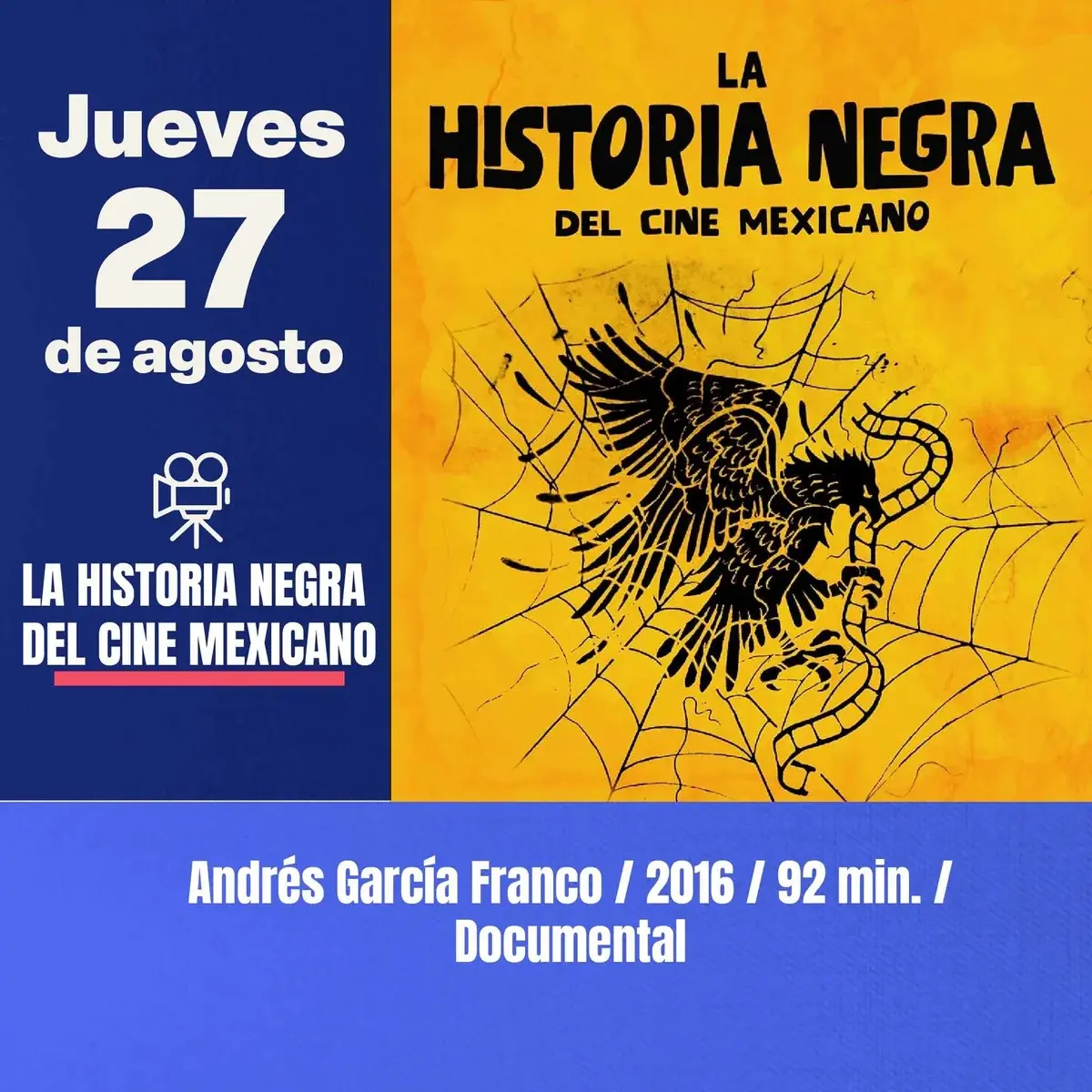 Flyer del evento: “La historia negra del cine mexicano”