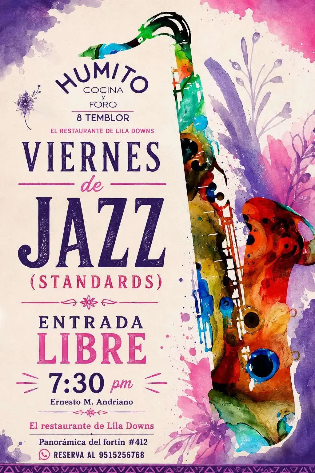 Flyer del evento: Viernes de Jazz (standards)