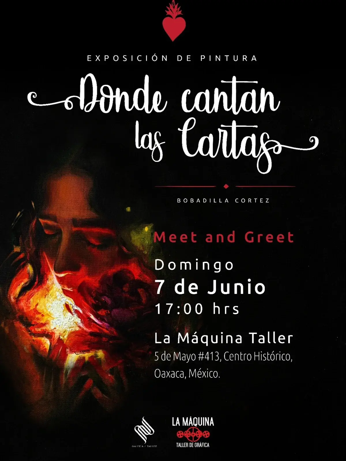 Flyer del evento: “Donde cantan las cartas” de Bobadilla Cortez