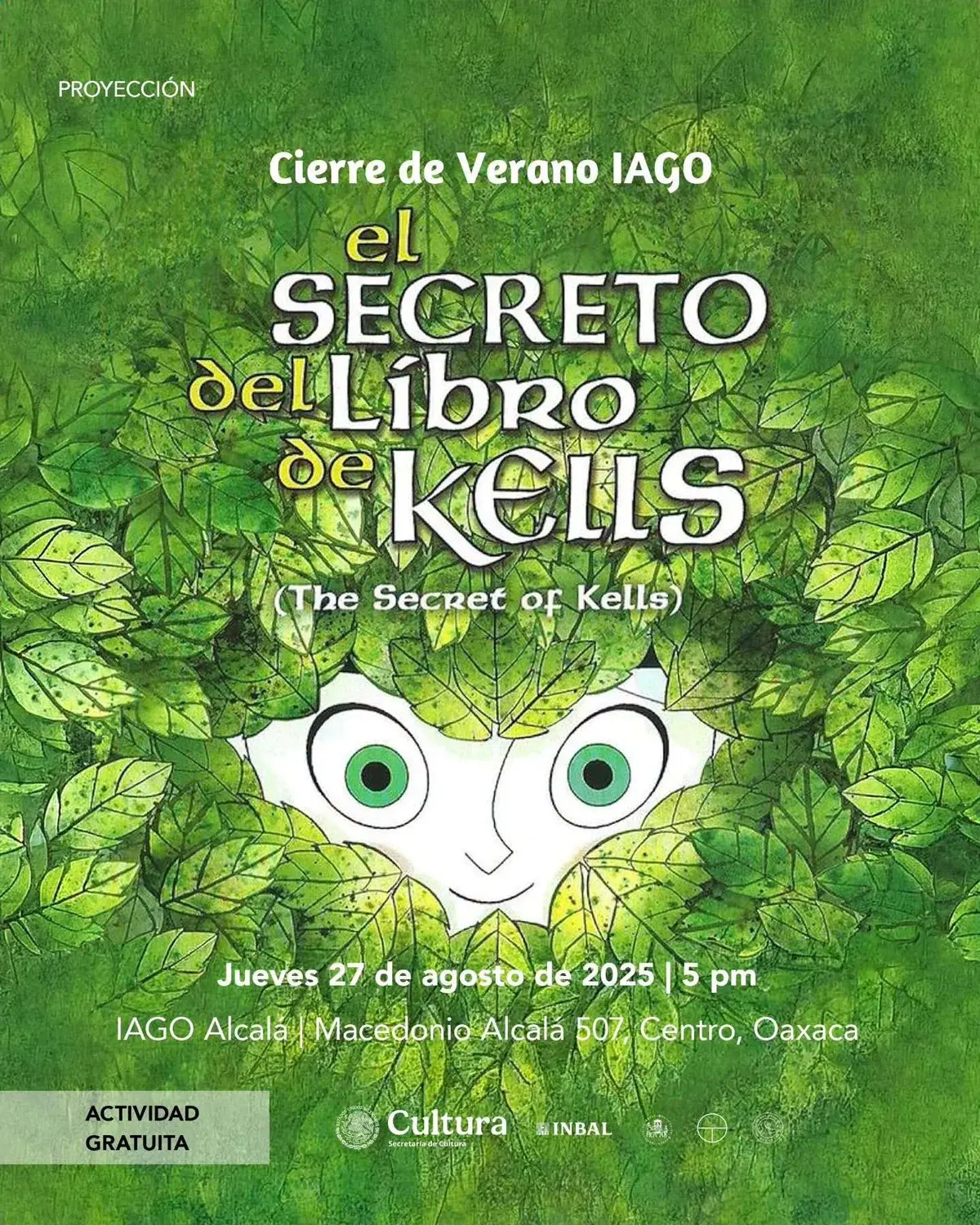 Flyer del evento: “El Secreto del Libro de Kells”