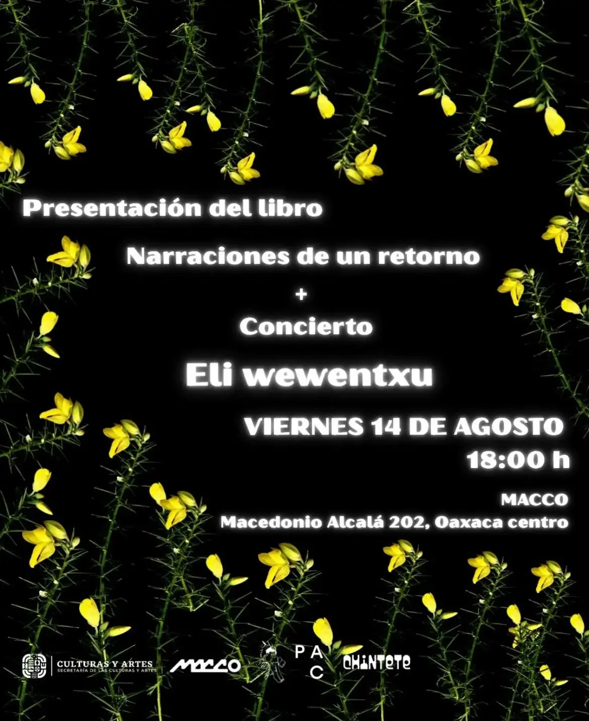 Flyer del evento: “Narraciones de un retorno” de Eli wewentxu