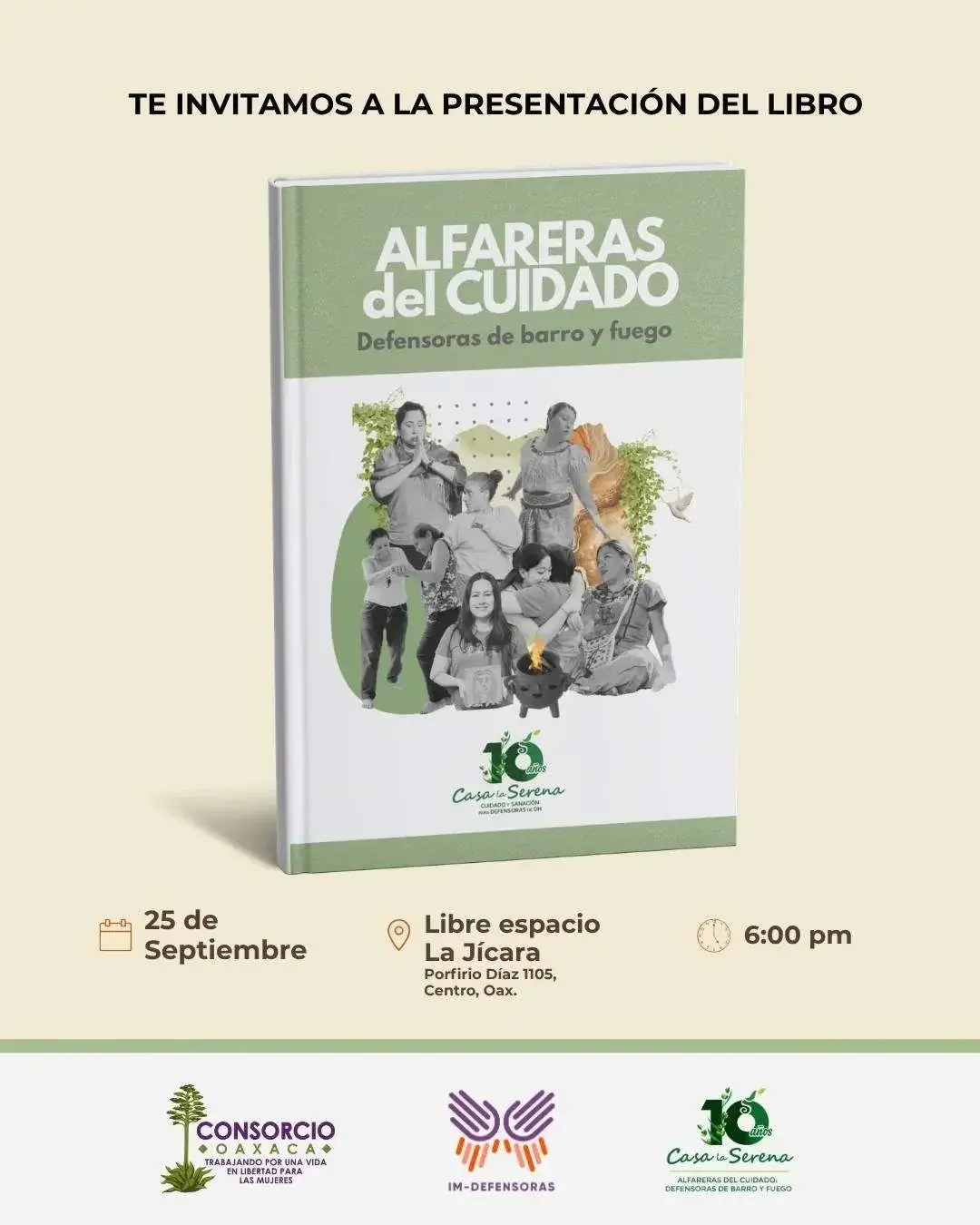 Flyer del evento: “Alfareras del Cuidado: Defensoras de barro y fuego”