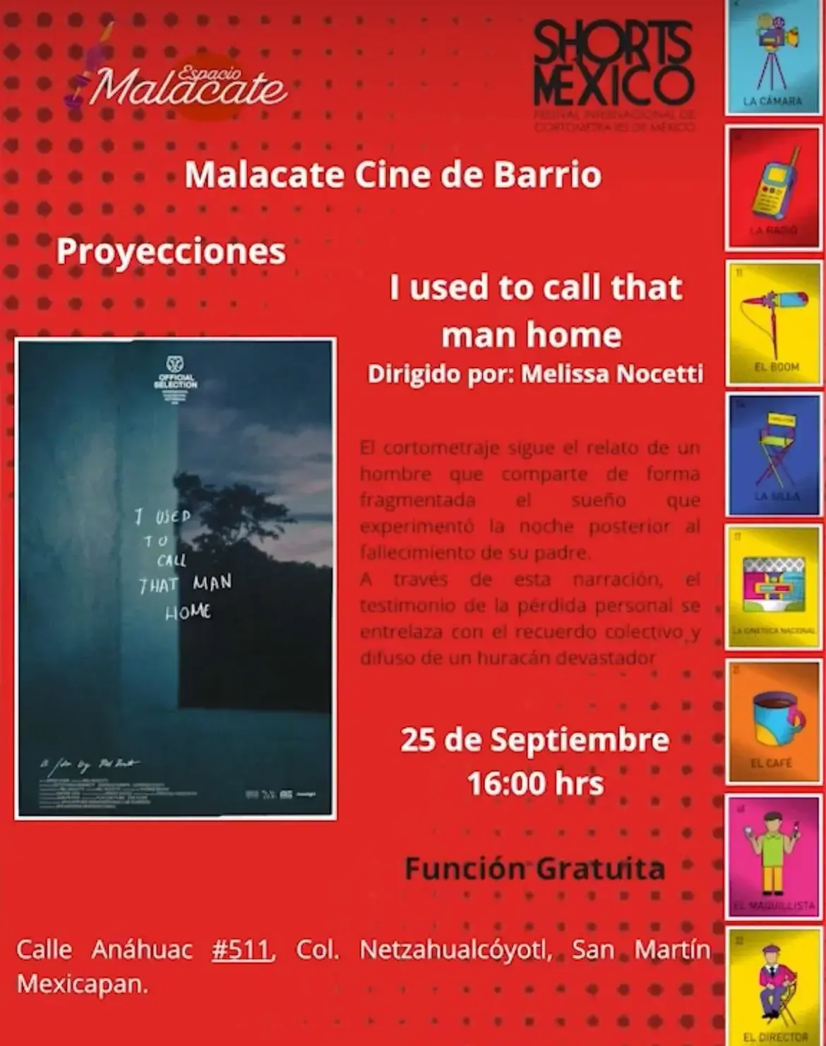 Flyer del evento: “I used to call that man home”