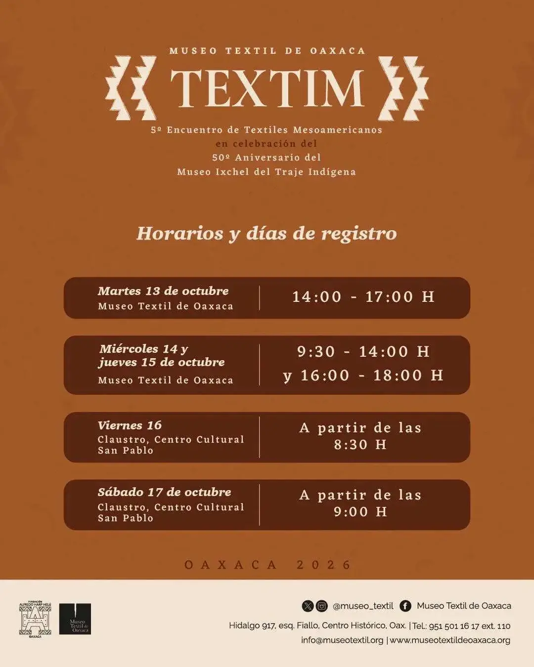 Flyer del evento: TEXTIM 5th Conference of Mesoamerican Textiles