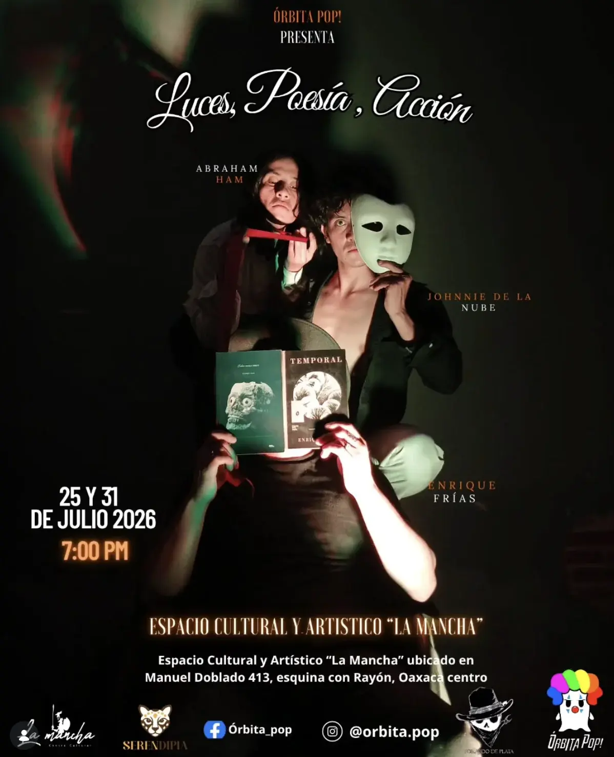 Flyer del evento: “Luces, Poesía, Acción”
