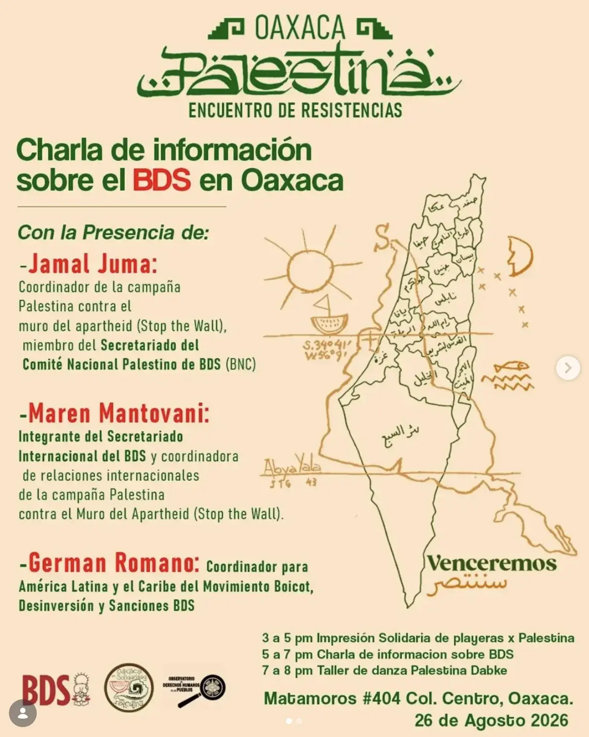 Flyer del evento: Charla de información sobre el BDS en Oaxaca