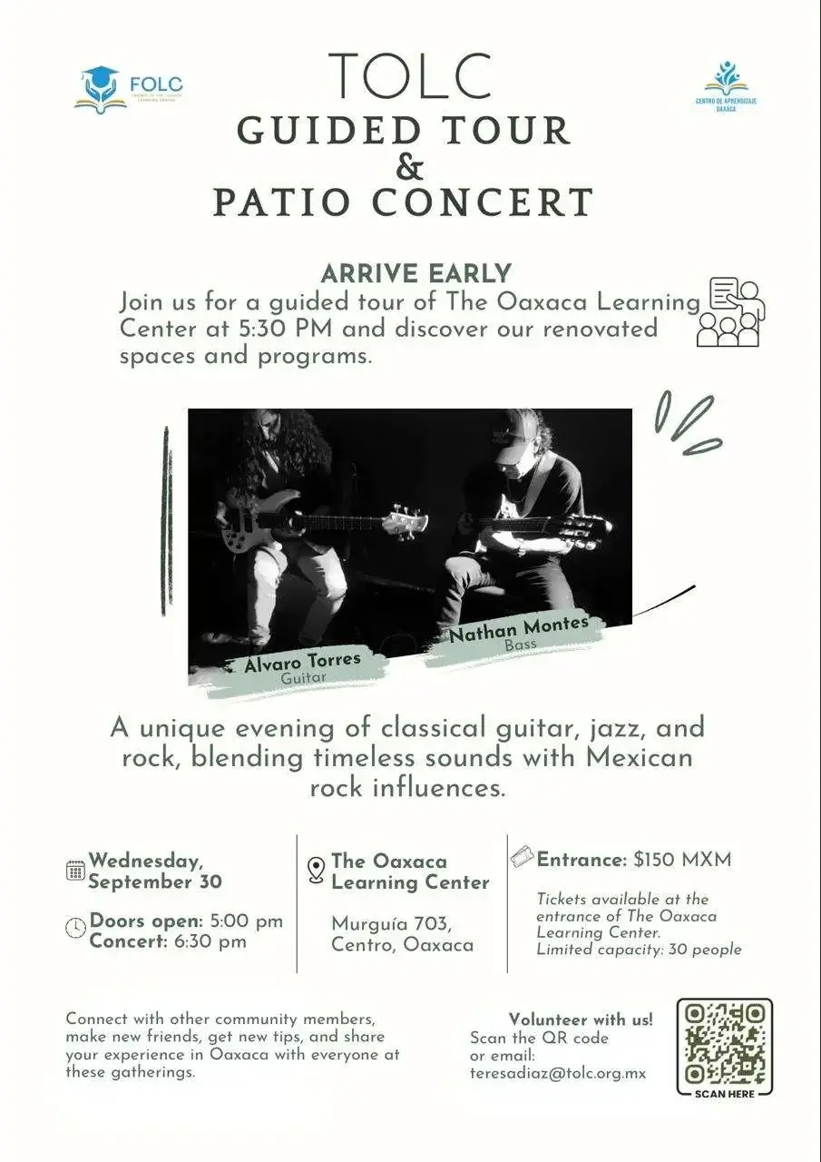 Flyer del evento: TOLC Guided Tour & Patio Concert